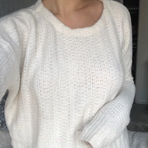 White Knit Crewneck Sweater
